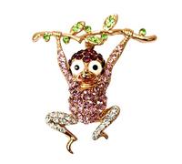 Navachi Broche singe en cristal multicolore plaqué or 18 carats, Cristal, Cristal