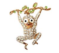 Navachi Broche singe en plaqué or 18 carats avec cristaux blancs Az7134b