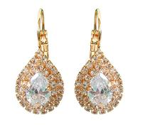 Navachi Métal de base plaqué or 18 ct Ronde Blanc Oxyde de Zirconium