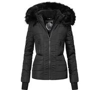 Navahoo Adele Veste d'hiver pour Dame avec Une Capuche en Fausse Fourrure Noire Noir S