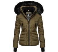 Navahoo B361 Veste d'hiver matelassée pour femme avec doublure chaude en fourrure, Vert militaire, S
