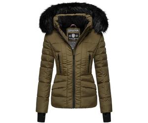 Navahoo B361 Veste d'hiver matelassée pour femme avec doublure chaude en fourrure, Vert militaire, S