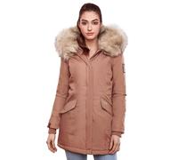 Navahoo B669 Parka d'hiver chaude en fourrure synthétique pour femme - Beige - M