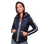 Navahoo B811 Veste matelassée pour femme avec capuche pour l'automne, bleu marine, S