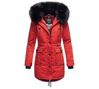 Navahoo B818 Parka d'hiver à capuche en fourrure synthétique pour femme - Rouge - Small