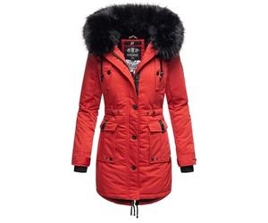 Navahoo B818 Parka d'hiver à capuche en fourrure synthétique pour femme - Rouge - Small