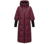 Navahoo Ciao Miau XIV XS-3XL Manteau d'hiver chaud matelassé avec capuche et manches en maille côtelée pour femme, vin, L