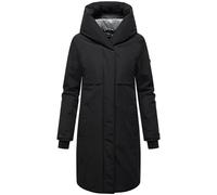 Navahoo Domingaa Manteau long d'hiver chaud pour femme avec capuche et boutons magnétiques Taille XS-3XL, Noir , 3XL