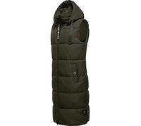 Navahoo Gilet d'extérieur long sans manches pour femme - Veste d'hiver chaude - XS à 3XL, Vert olive foncé, XS