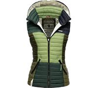 Navahoo Gilet matelassé léger pour femme avec capuche amovible Style Shadaa Multiculte XS à 3XL, Forêt verte multicolore, M