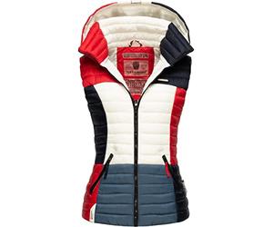 Navahoo Gilet matelassé léger pour femme avec capuche amovible Style Shadaa Multiculte XS à 3XL, Tricoloree French multicolore, S