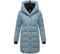 Navahoo Manteau d'hiver chaud matelassé pour femme avec capuche et col en polaire amovible Knutschilein XS à 3XL, Bleu poudre, L
