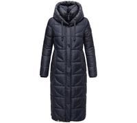 Navahoo Manteau d'hiver chaud matelassé extra long avec capuche gaufré XS-XXL, bleu marine, XL