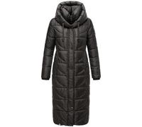 Navahoo Manteau d'hiver chaud matelassé extra long avec capuche gaufré XS-XXL, Noir , XXL