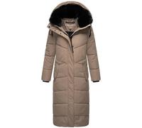 Navahoo Manteau d'hiver chaud matelassé extra long pour femme avec capuche amovible qui attire tous les regards XIV XS-5XL, Taupe/gris, L