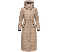 Navahoo Manteau d'hiver chaud matelassé pour femme avec capuche et ceinture - La partie XIV XS-3XL, Taupe/gris, XXL