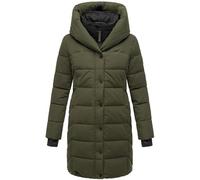 Navahoo Manteau d'hiver chaud matelassé pour femme avec capuche et col en polaire amovible Knutschilein XS à 3XL, Vert olive foncé, L