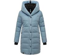 Navahoo Manteau d'hiver chaud matelassé pour femme avec capuche et col en polaire amovible Knutschilein XS à 3XL, Bleu poudre, L