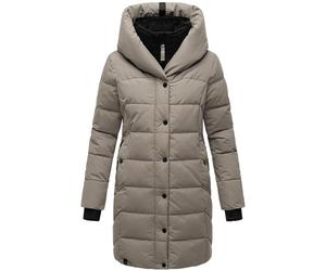 Navahoo Manteau d'hiver chaud matelassé pour femme avec capuche et col polaire amovible XS à 3XL, gris, XL