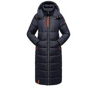 Navahoo Manteau d'hiver chaud matelassé pour femme avec capuche fleur de cristal XS à 3XL, bleu marine, XL