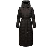 Navahoo Manteau d'hiver chaud pour femme - Manteau matelassé long avec capuche et ceinture - La partie XIV XS-3XL, Noir , XS