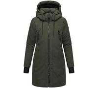 Navahoo Manteau d'hiver imperméable pour femme - Parka chaude avec capuche (amovible) et bretelles de sac à dos à l'intérieur - 14 S-6XL, Vert olive foncé, S