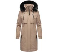 Navahoo Manteau d'hiver long et chaud pour femme avec fourrure synthétique et capuche (tous les deux amovibles) Sauveur par temps froid 14 XS à 6XL, Taupe/gris, 6XL