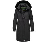 Navahoo Manteau d'hiver long et chaud pour femme avec fourrure synthétique et capuche (tous les deux amovibles) Sauveur par temps froid 14 XS à 6XL, Noir , L