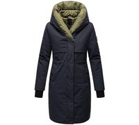 Navahoo Manteau d'hiver long et chaud pour femme, veste matelassée avec capuche et éléments magnétiques, Snowelf XS à XXL, bleu marine, XL