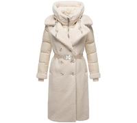 Navahoo Manteau d'hiver long pour femme - Manteau d'hiver chaud en peluche avec mélange de matériaux tendance et insert amovible avec capuche - 14 XS à XXL, blanc cassé, L