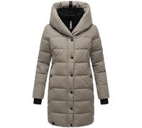Navahoo Manteau d'hiver matelassé chaud pour femme avec capuche et col en polaire amovible Knutschilein XS à XXL, gris, XL