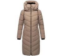 Navahoo Manteau d'hiver pour femmes - Veste longue matelassée avec capuche amovible Sahnekatzii XIV XS-6XL, Taupe/gris, M