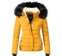 Navahoo Miamor Veste d'hiver matelassée pour Dame avec Une Capuche en Fausse Fourrure Jaune S