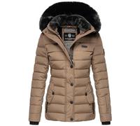 Navahoo Milianaa Veste d'hiver chaude pour femme avec capuche amovible en fourrure synthétique Tailles XS à 3XL, taupe, S