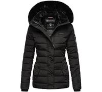 Navahoo Milianaa Veste d'hiver matelassée chaude pour femme avec capuche amovible en fourrure synthétique Tailles XS à 3XL, Noir , L