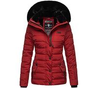 Navahoo Milianaa Veste d'hiver matelassée chaude pour femme avec capuche amovible en fourrure synthétique Tailles XS à 3XL, rouge, XS