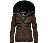 Navahoo Milianaa Veste d'hiver matelassée chaude pour femme avec capuche amovible en fourrure synthétique Tailles XS à 3XL, Marron foncé, XS