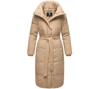 Navahoo Mirenaa Manteau d'hiver chaud matelassé extra long pour femme avec ceinture S-XXL, beige, XL