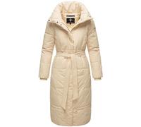 Navahoo Mirenaa Manteau d'hiver chaud matelassé extra long pour femme avec ceinture S-XXL, crème, XXL