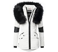 Navahoo Nirvana Veste d'hiver pour Dame avec Une Capuche en Fausse Fourrure Noire Blanc XL