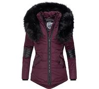 Navahoo Nirvana Veste d'hiver pour Dame avec Une Capuche en Fausse Fourrure Noire Bordeaux L