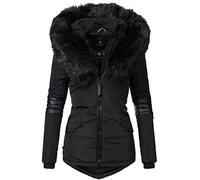 Navahoo Nirvana Veste d'hiver pour Dame avec Une Capuche en Fausse Fourrure Noire Noir L