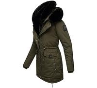Navahoo Parka d'hiver chaude pour femme avec double capuche en fausse fourrure Sweety Deluxe XS-XXL, Vert olive foncé, S