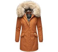 Navahoo Parka d'hiver pour femme avec capuche en fourrure synthétique Premium B669, Cannelle, XS
