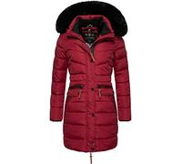 Navahoo Paula Manteau d'hiver pour Femme matelassé Long Rouge foncé avec Fourrure Noire XL