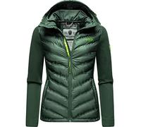 Navahoo Veste de mi-saison légère pour femme - Veste matelassée avec capuche - Avec XS-XXL, vert foncé, XS