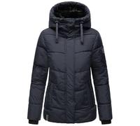 Navahoo Veste d'hiver chaude matelassée pour femme avec capuche et col en fourrure synthétique amovible Dites oui XIV S-3XL, bleu marine, M