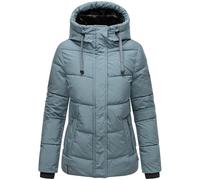 Navahoo Veste d'hiver chaude matelassée pour femme avec capuche et col en fourrure synthétique amovible Dites oui XIV S-3XL, Vieux bleu, XL