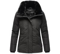 Navahoo Veste d'hiver chaude pour femme en matériau recyclé veste matelassée avec col en fourrure synthétique (amovible) Frostii XIV S-3XL, Noir , S