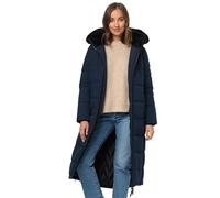 Navahoo Veste d'hiver longue pour femme - Veste d'hiver chaude matelassée avec fourrure en peluche - Parka d'hiver B990, bleu marine, M